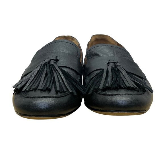 Franco Sarto Women’s Black Leather Slip-On Brixley Tassel Loafers Size 8.5M - Picture 2 of 8